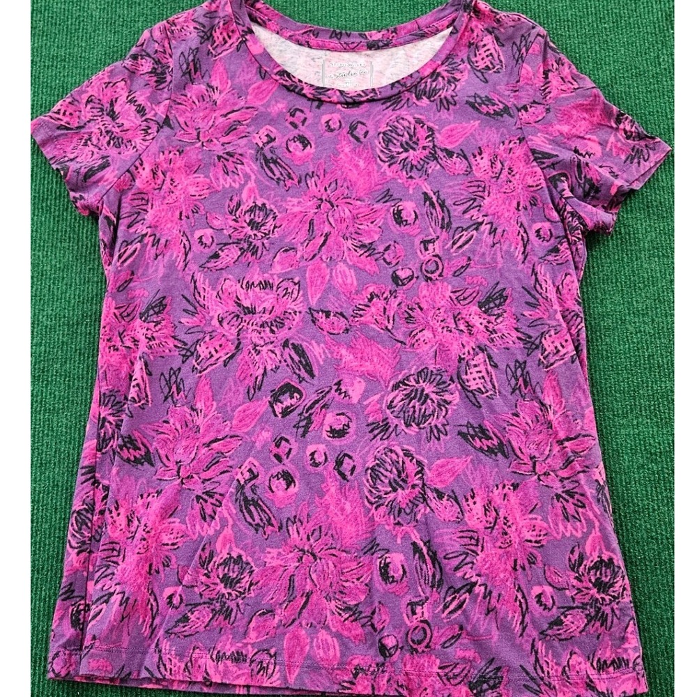 Studio Works Petite small Floral Print The Studio Tee Purple Pink‎ Top